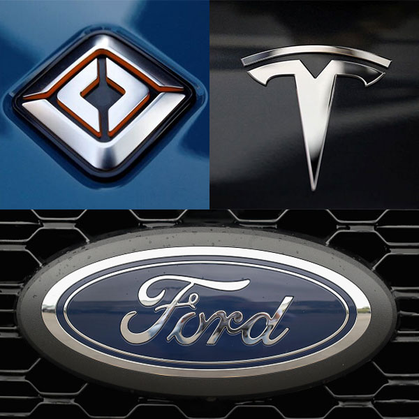 Rivian Tesla And Ford Logos